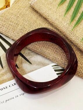 Deep Burgundy Resin Bangle Bracelet(Small Wrist)